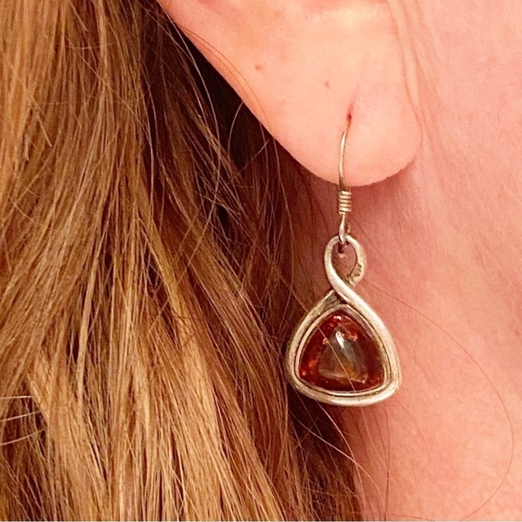 Honey Amber Sterling Silver Classic Drop Earrings - Picture 1 of 9